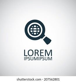 search globe icon, isolated, black on the white background. Vector