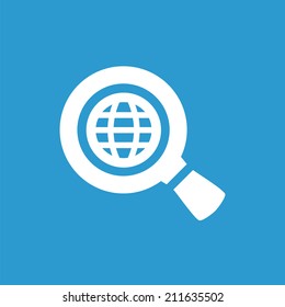 search globe icon, isolated, white on the blue background. Exclusive Symbols search globe icon, isolated, white on the blue background. Exclusive Symbols