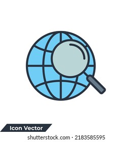 ilustración vectorial del logotipo del icono del globo de búsqueda. Magnizar la plantilla de símbolos de globo para la colección de diseño gráfico y web