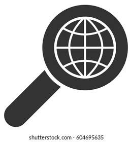 Search Globe Place vector icon. Flat gray symbol. Pictogram is isolated on a white background. Designed for web and software interfaces.
