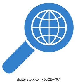 Search Globe Place vector icon. Flat cobalt symbol. Pictogram is isolated on a white background. Designed for web and software interfaces.