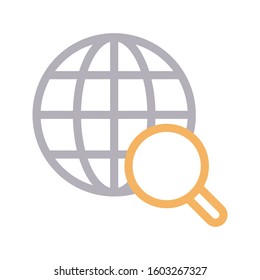 search globe vector color line icon 