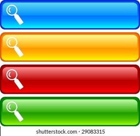 Search glossy buttons. Vector illustration.