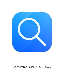 Search glossy flat icon, magnifying glass symbol