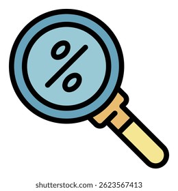 Search good lease percent icon. Outline search good lease percent vector icon color flat isolated