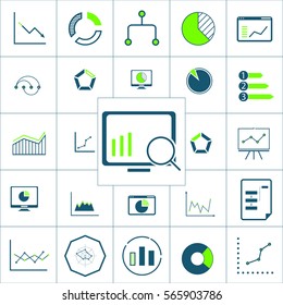 search graph icon, charts and graphs icon set, vector illustration