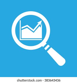 search graph icon flat on a blue background, search icon design, search icon web, vector magnifying glass