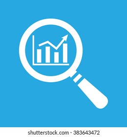 search graph icon flat on a blue background, search icon design, search icon web, vector magnifying glass