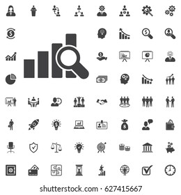 search graph icon. vector magnifying glass on white background. Business set of icons