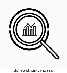 Search Graph outline icon. linear style sign for mobile concept and web design. Magnifying glass Analytics simple line vector icon. Symbol, logo illustration. Pixel perfect vector graphics
