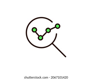 Icono plano de crecimiento de búsqueda. Símbolo de esquema único de alta calidad para diseño web o aplicación móvil.  Búsqueda de señales de línea delgada para el logotipo de diseño, tarjeta de visita, etc. Esquema pictograma EPS10