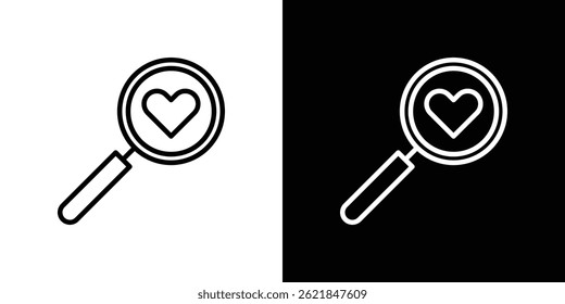 Search heart icon concept stroke on white background