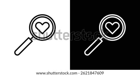 Search heart icon concept stroke on white background