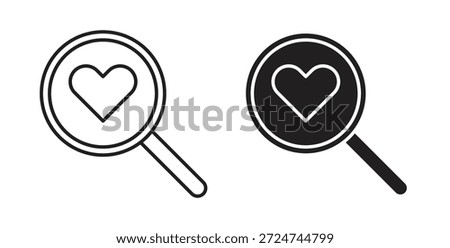 Search heart icon. filled flat sign for mobile concept and web design
