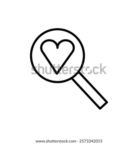 Search heart icon Flat fill set collection