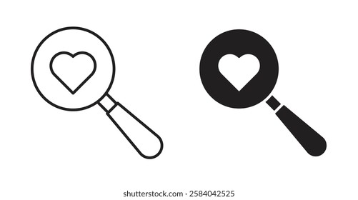 Search heart icon set in thin line. vector illustrations for web