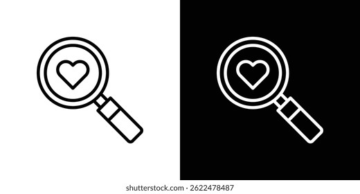 Ícone de coração de pesquisa forma gráfico simples clipart símbolo. linha fina contorno arte