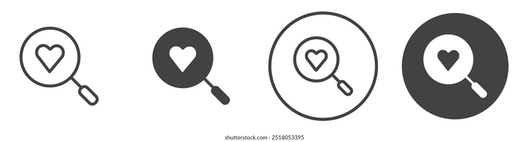 Search heart icon thin line illustration