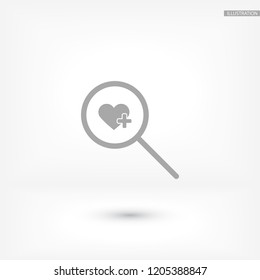 Search Heart  icon vector