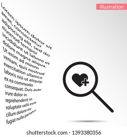 Search Heart  icon vector . Lorem Ipsum Illustration design