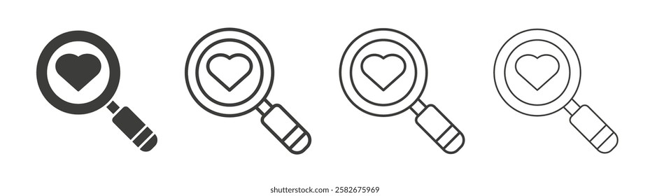 Search heart icons set vectors graphic designs