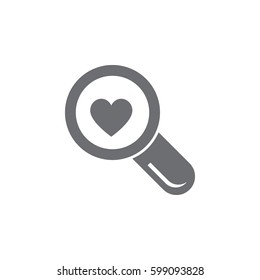 Search heart and love icon on white background. Vector illustration