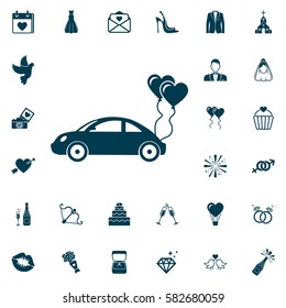 Search heart and love icon, wedding set on white background. Vector illustration