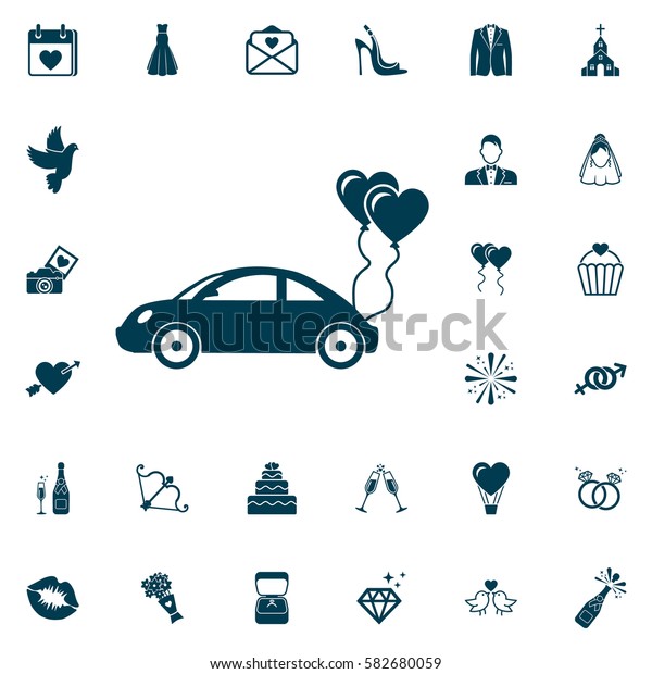 Search heart and love icon, wedding set on
white background. Vector
illustration