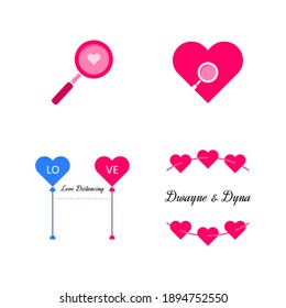 SEARCH HEART LOVE ILLUSTRATION CLIP ART ICON SET BUNDLE SUITABLE FOR ROMANTIC LOVE GRAPHIC NEED