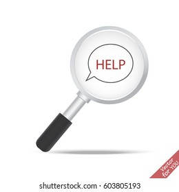 Search help icon. Concept image of a magnifying glass