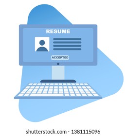 search and hire a new specialist, new employee profile, vector image, flat design, colorful and simple characters