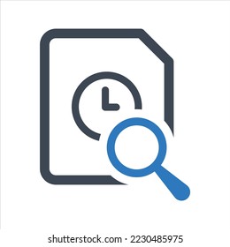 Search history icon. Document search icon. Vector and glyph