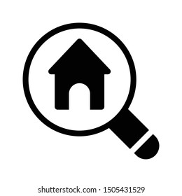 search home glyph flat vector icon
