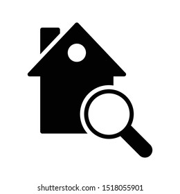 search home glyph flat vector icon