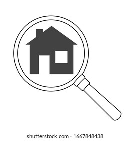 Search for home and other real estate. Purchase, sale, rental, mortgage, insurance. Signs of the main page. Vector illustration in a linear style isolated on white background.