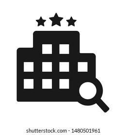 Search hotel flat vector icon