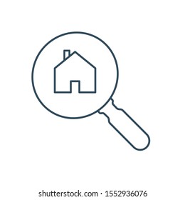 Search for house concept icon. House with magnifying glass icon