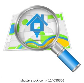 Search for house concept, vector eps10 illustration