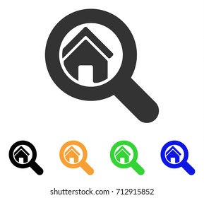 Search House icon. Vector illustration style is a flat iconic search house symbol with black, grey, green, blue, yellow color versions. Designed for web and software interfaces.