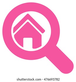 Search House icon. Vector style is flat iconic symbol, pink color, white background.