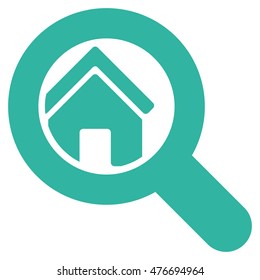 Search House icon. Vector style is flat iconic symbol, cyan color, white background.