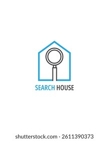 search house logo, house logo with magnifying glass, find house logo