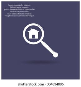 Search house. Magnifying glass. Search. icon. vector design