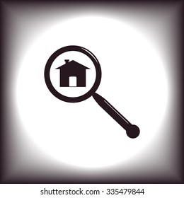 Search house. Magnifying glass. Search. icon. vector design