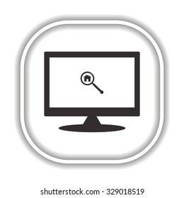 Search house. Magnifying glass. Search. Modern design flat style icon
