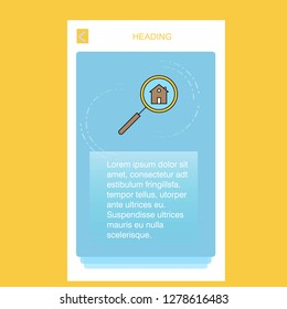 Search house mobile vertical banner design design. Vector