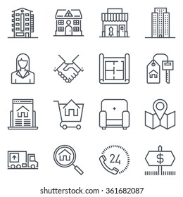 Search for house, real estate icon suitable for info graphics, websites and print media. Vector, flat icon, clip art. - Shutterstock ID 361682087