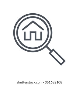 Search for house, real estate icon suitable for info graphics, websites and print media. Vector, flat icon, clip art.