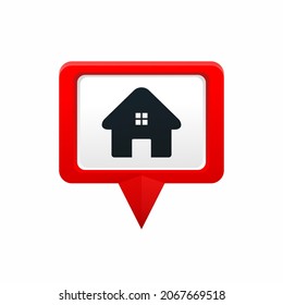Search house symbol. Map pin pointer with house icon. Home location. Illustration vector