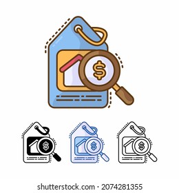 search house vector icon isolated on white background. property real estate, buy house. filled line, outline, solid, blue, icon. Signs and symbols can be used for web, logo, mobile app, UI, UX
